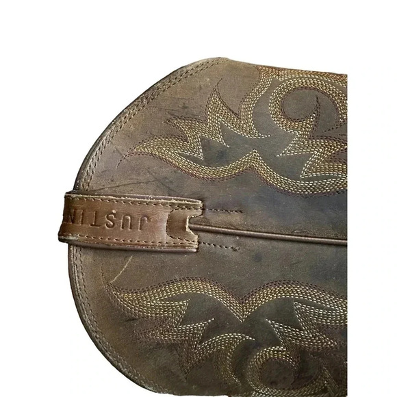 Justin 2551 Men's Brown Leather Huck Stampede Western Cowboy Boot Size 8D - Picture 2 of 8